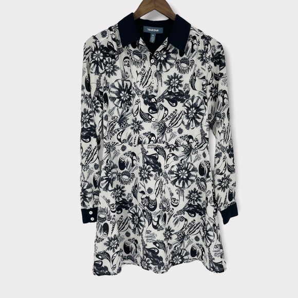 Modcloth White Blue‎ Floral Button Up Collared Dress Size XS - Picture 1 of 9